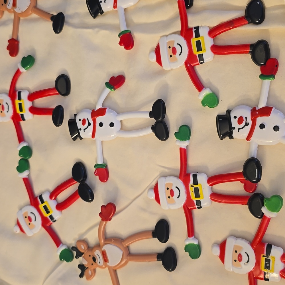 23 Snowman, Santa, and Reindeer Bendable Figurines Holidays New - Picture 2 of 6